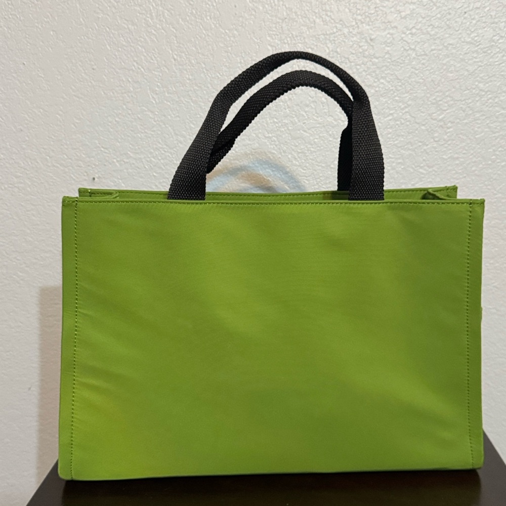 Frances Valentine Lime Green Tote with Black Handles - Picture 2 of 2